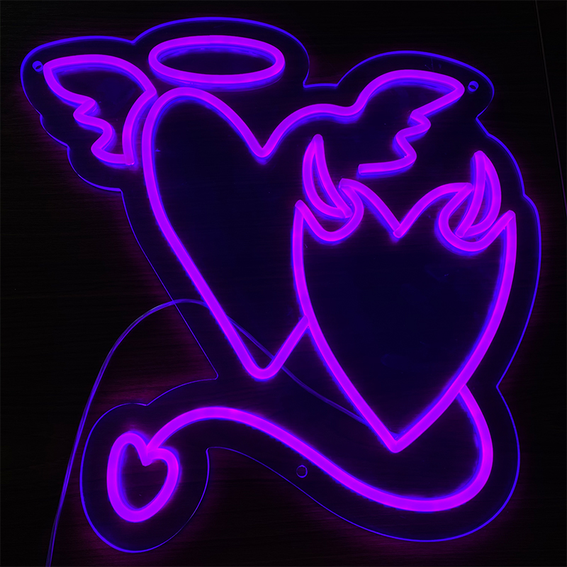 Custom ANGEL DEVIL HEARTS LED Neon Sign
